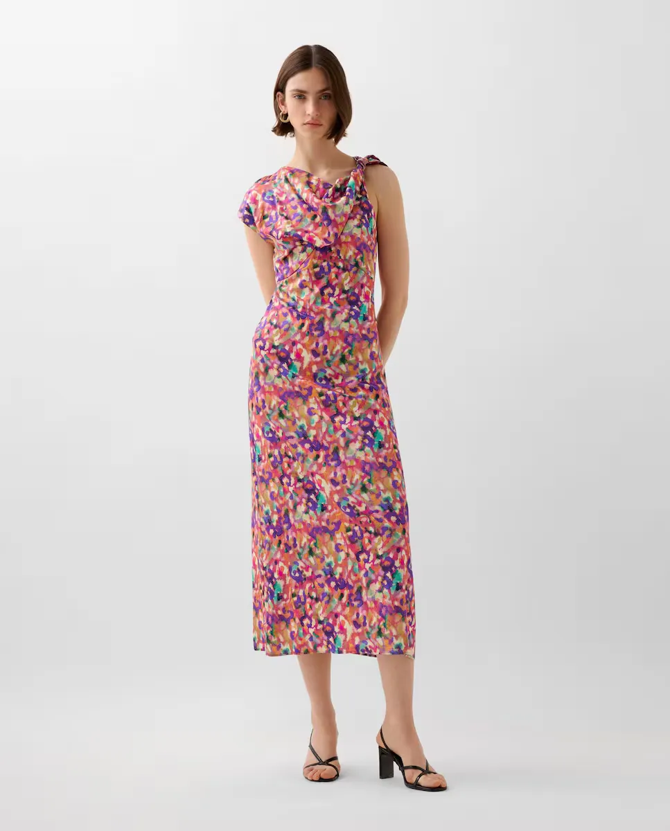 

Миди-платье с драпированным воротником Scalpers, мультиколор