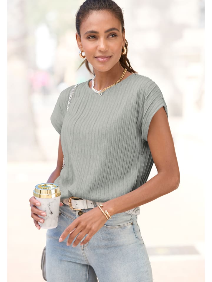 

Рубашка с короткими рукавами серо-коричневого цвета LASCANA