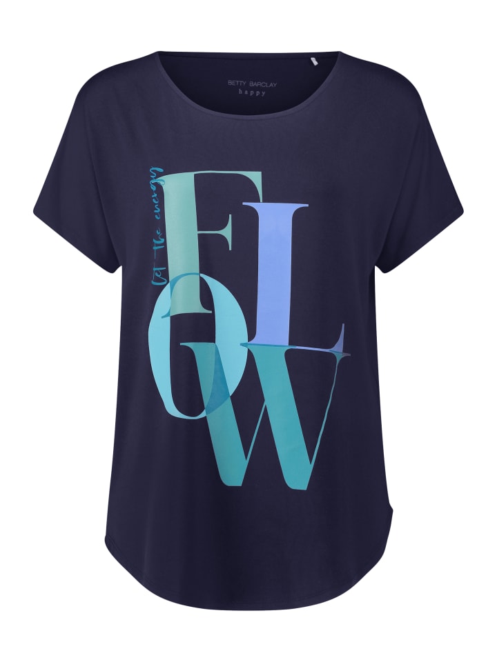 

Функциональная рубашка Betty Barclay Oversize-Shirt mit V-Ausschnitt, цвет Blau/Blau