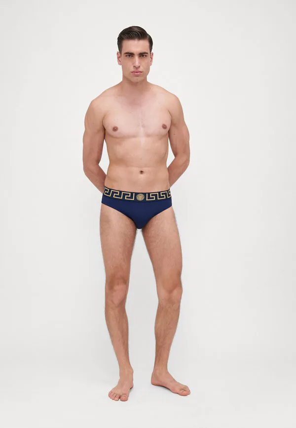 Плавки с низкой посадкой vita с новым логотипом Versace, Blue/Gold — фото 2