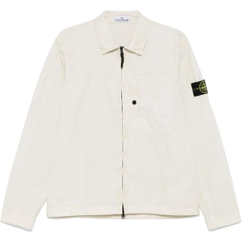 

STONE ISLAND Застёгивающаяся на молнию рубашка-куртка с нашивкой компас, Light Umber