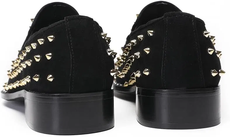 Лоферы с шипами, замшевые, модель Penny Loafers, черный Dacnakby — фото 3