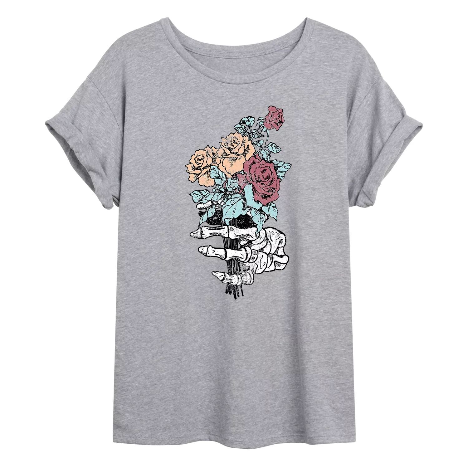 

Детская футболка большого размера с рисунком Skeleton Hand & Rose Licensed Character
