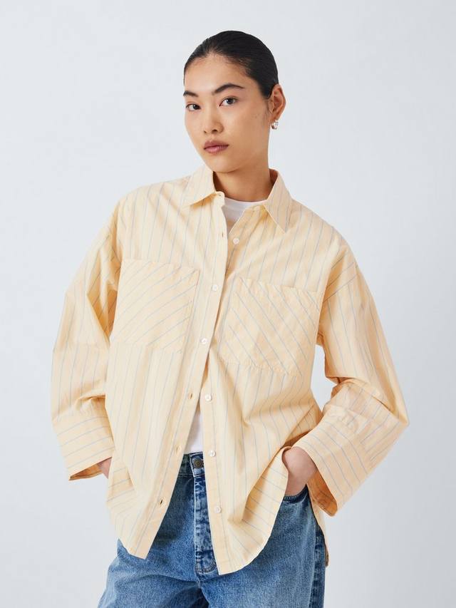 

Рубашка в полоску для бойфренда John Lewis , цвет Lemon/Blue