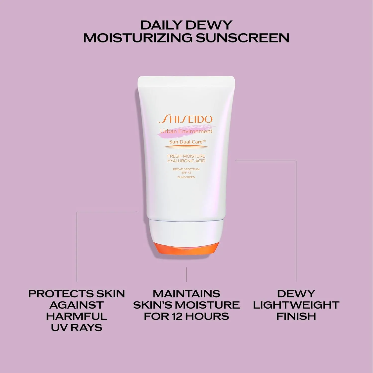 Shiseido Urban Environment Fresh-Moisture Sunscreen SPF 42, 50 мл, защита от UVA/UVB и загрязнений, 12-часовая гидратация, водостойкость 40 минут, некомедогенный, red — фото 4