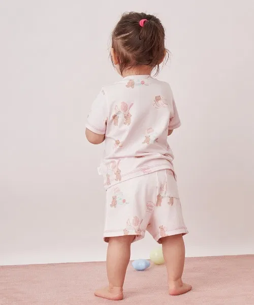 Шорты детские с принтом мороженое и мишка, BABY, хлопок, модал, кремовый — фото 3