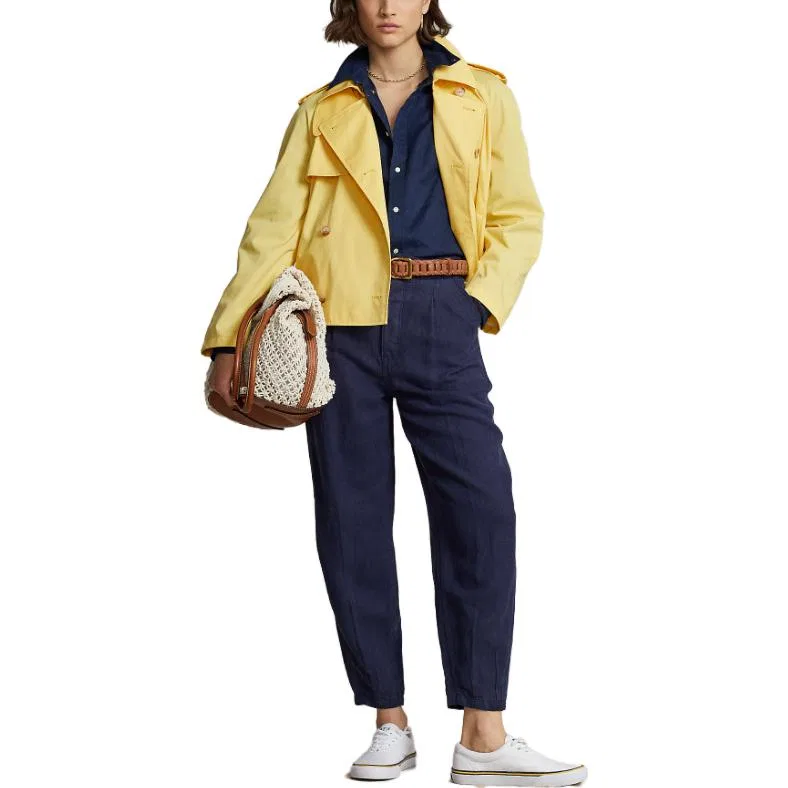 Укороченный двубортный тренч Polo Ralph Lauren желтый — фото 3