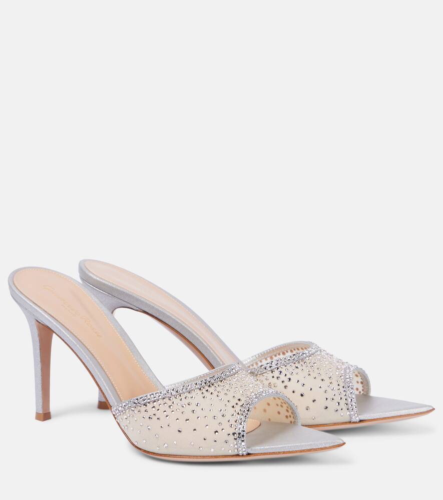 Rania 85 мюли с декоративными элементами Gianvito Rossi, Silver+Beige