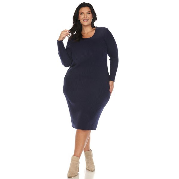 

Платье-свитер Plus size с длинным рукавом и ребристой вязкой Wm Fashion, Navy