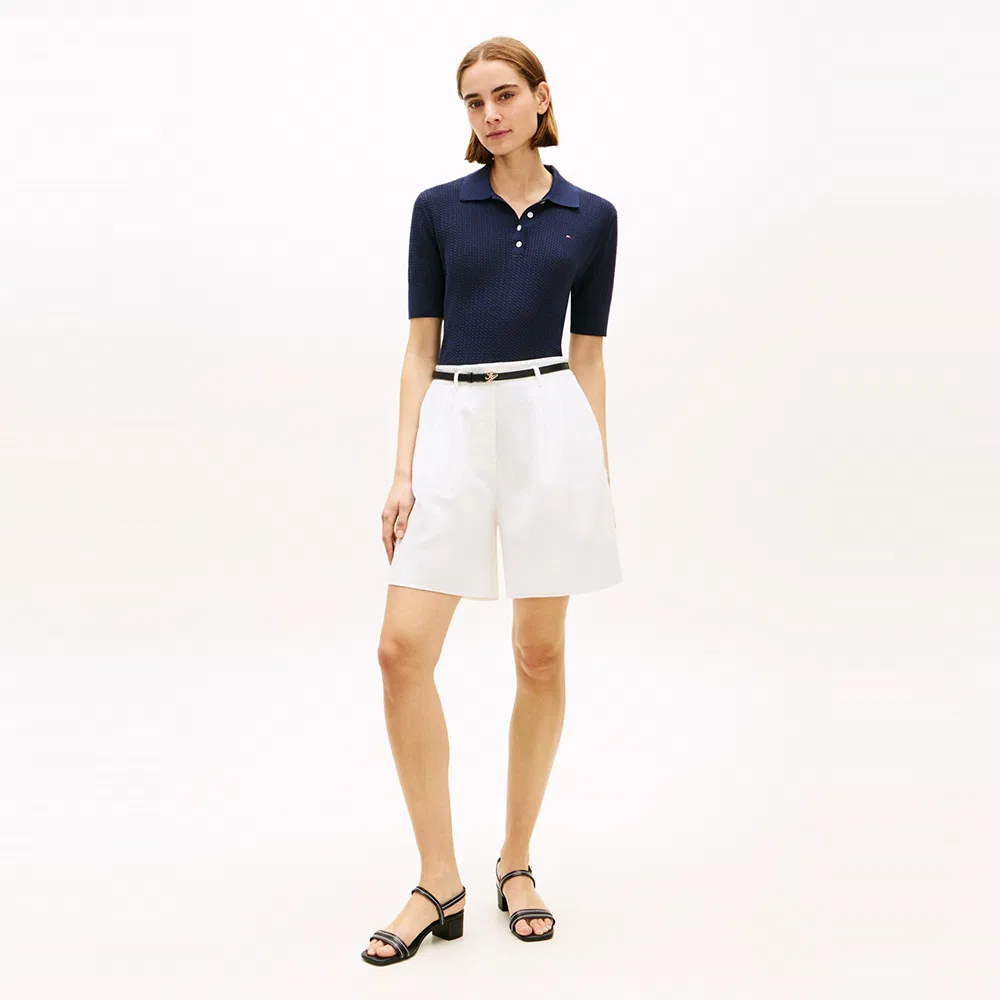 Женский свитер-поло Pointelle тёмно-синего цвета от Tommy Hilfiger Women — фото 2