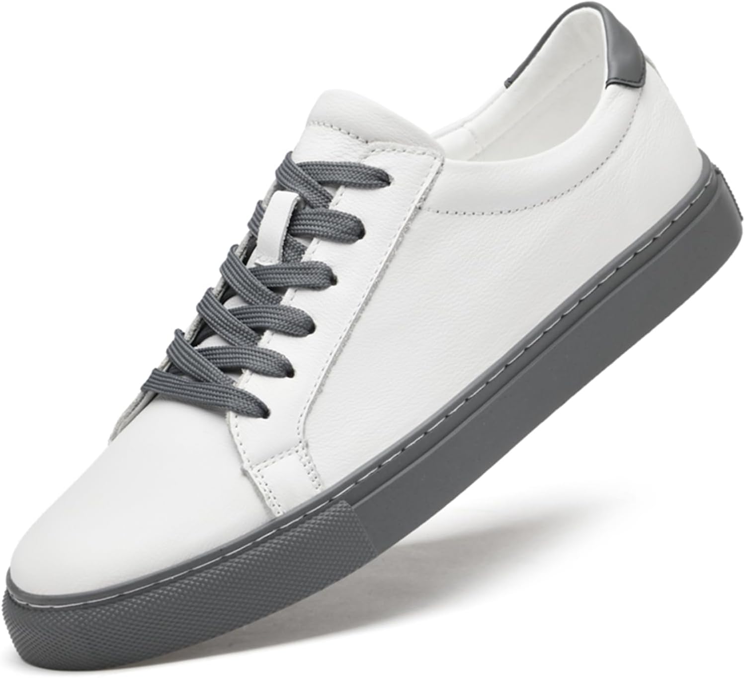 

Мужские модные кроссовки из полированной кожи, мужские деловые кроссовки, стильные ретро мужские повседневные туфли, размеры 6-14 Abborora, белый/серый