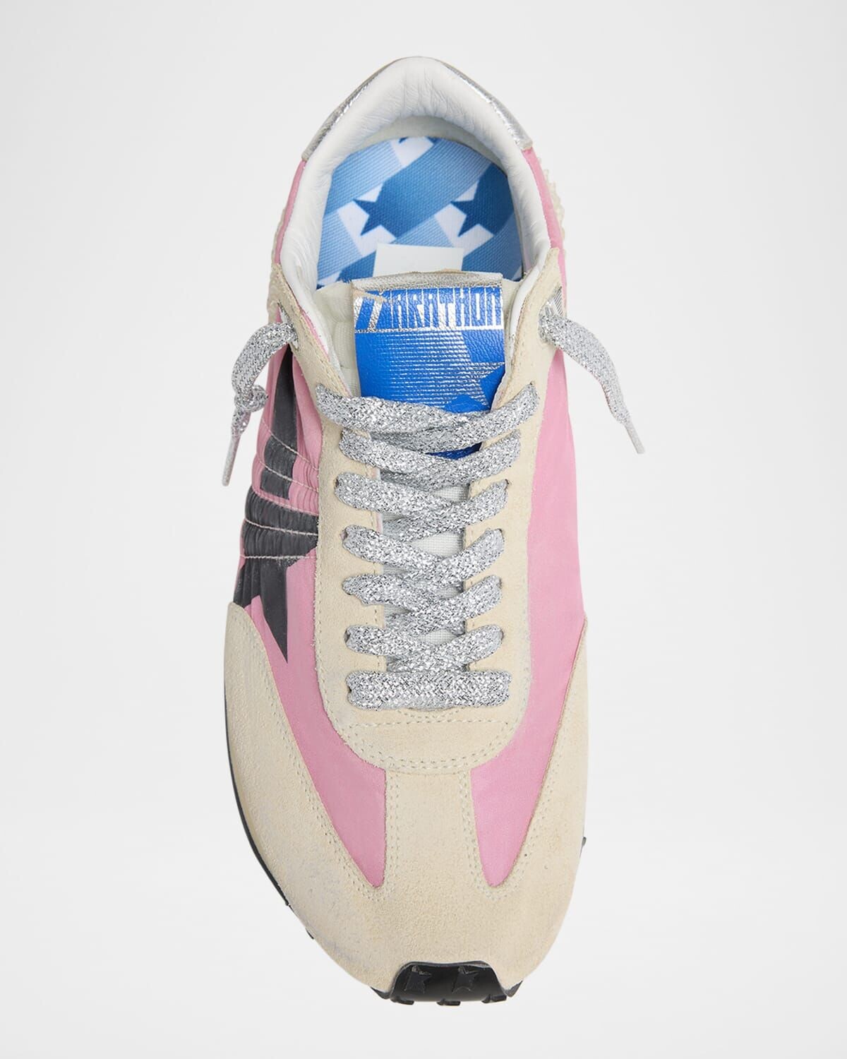 Замшевые нейлоновые кроссовки для бега Marathon Golden Goose, цвет Pinkgoldsilver — фото 4