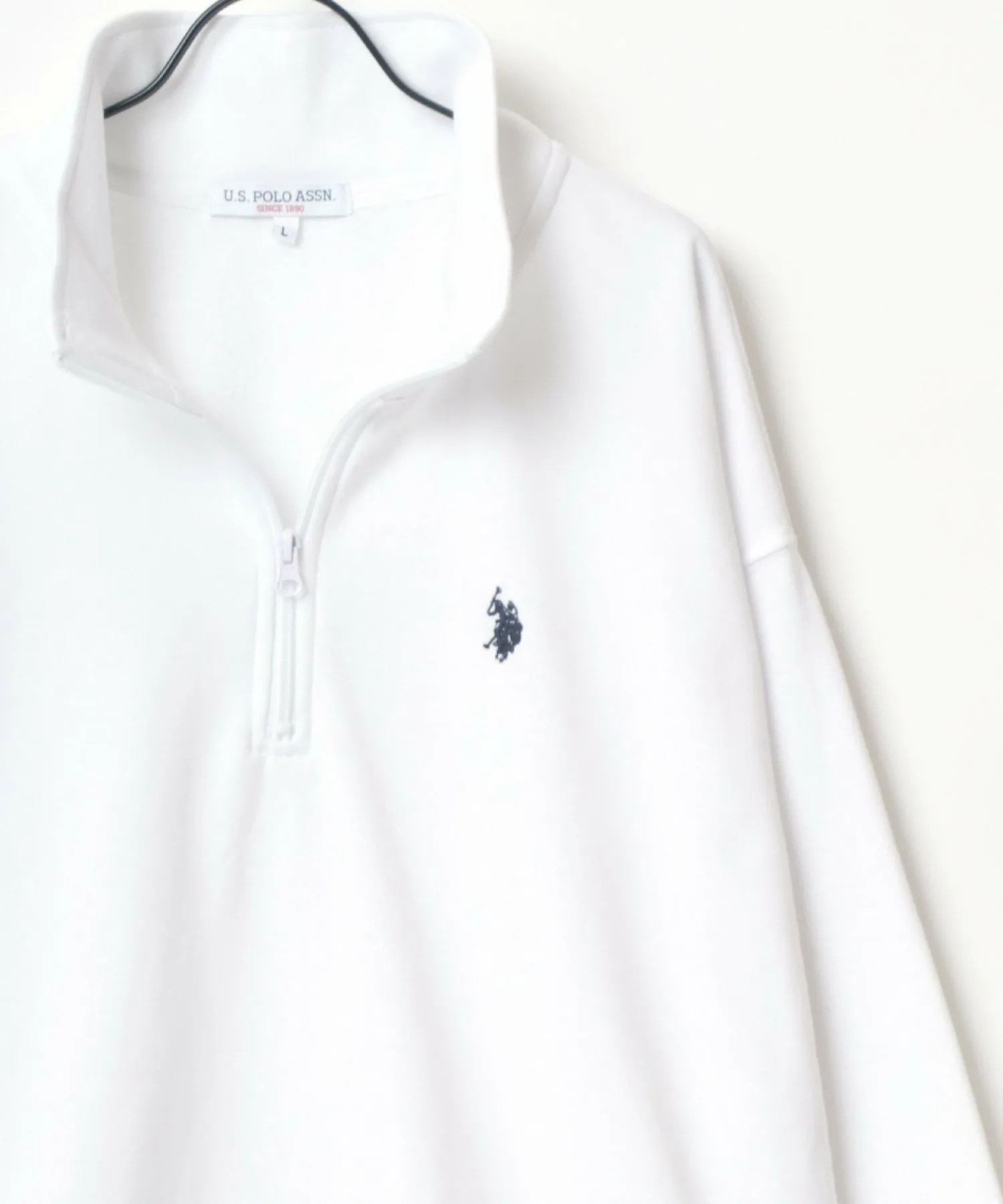 Мужская флисовая толстовка US POLO ASSN., с застежкой-молнией до середины груди. U.S. Polo Assn., white — фото 2