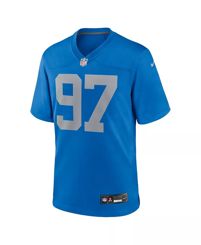 Мужская игровая джерси Aidan Hutchinson синего цвета Detroit Lions (альтернативная) Nike — фото 3