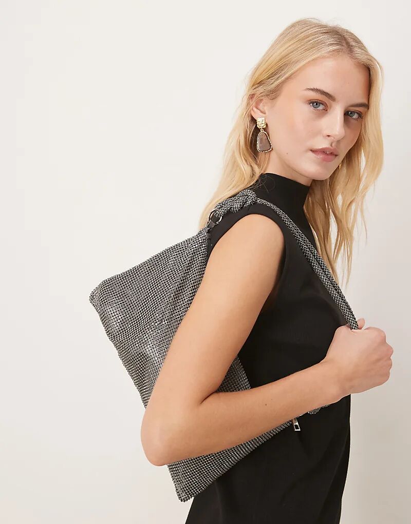 

Сумка через плечо Sui Ava Crystal Vibes с узлом в серебристом цвете