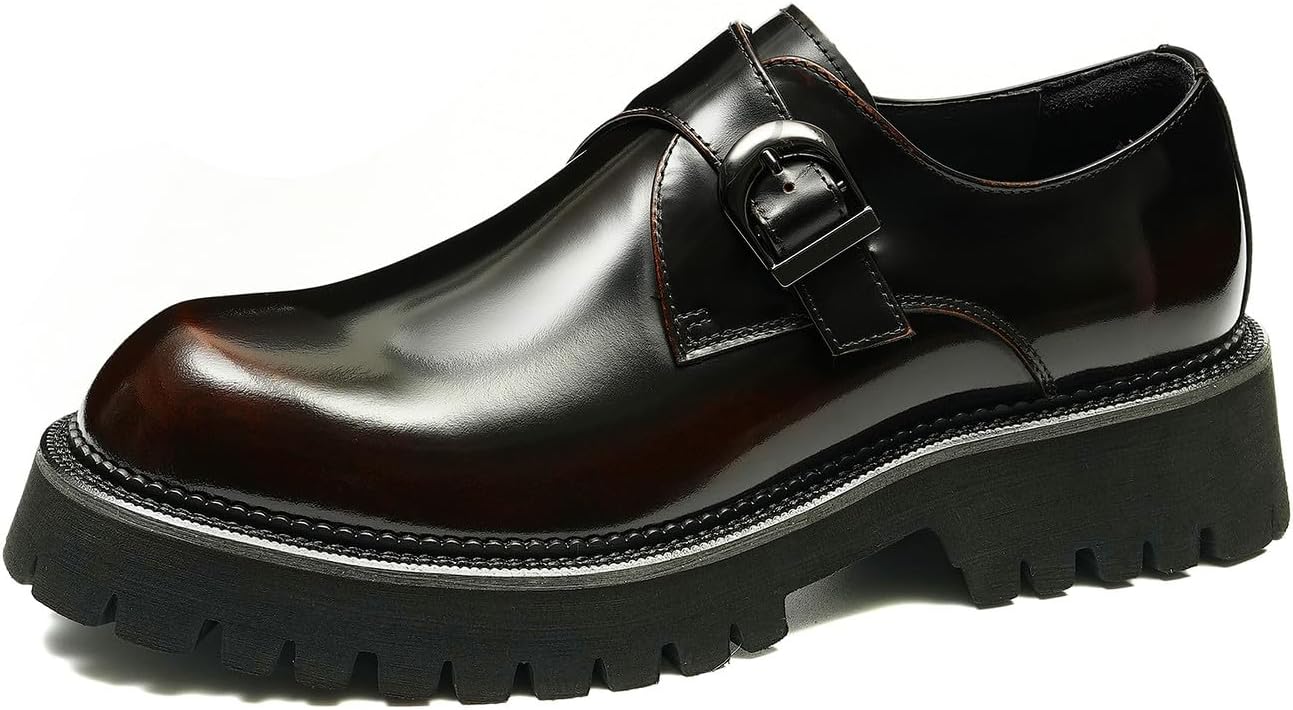 Мужские лоферы Santimon Loafers, формальные лакированные с пряжкой, модные лоферы для смокинга, свадьбы и делового стиля, повседневные мокасины, удобная обувь с толстой подошвой для ходьбы, Coffee