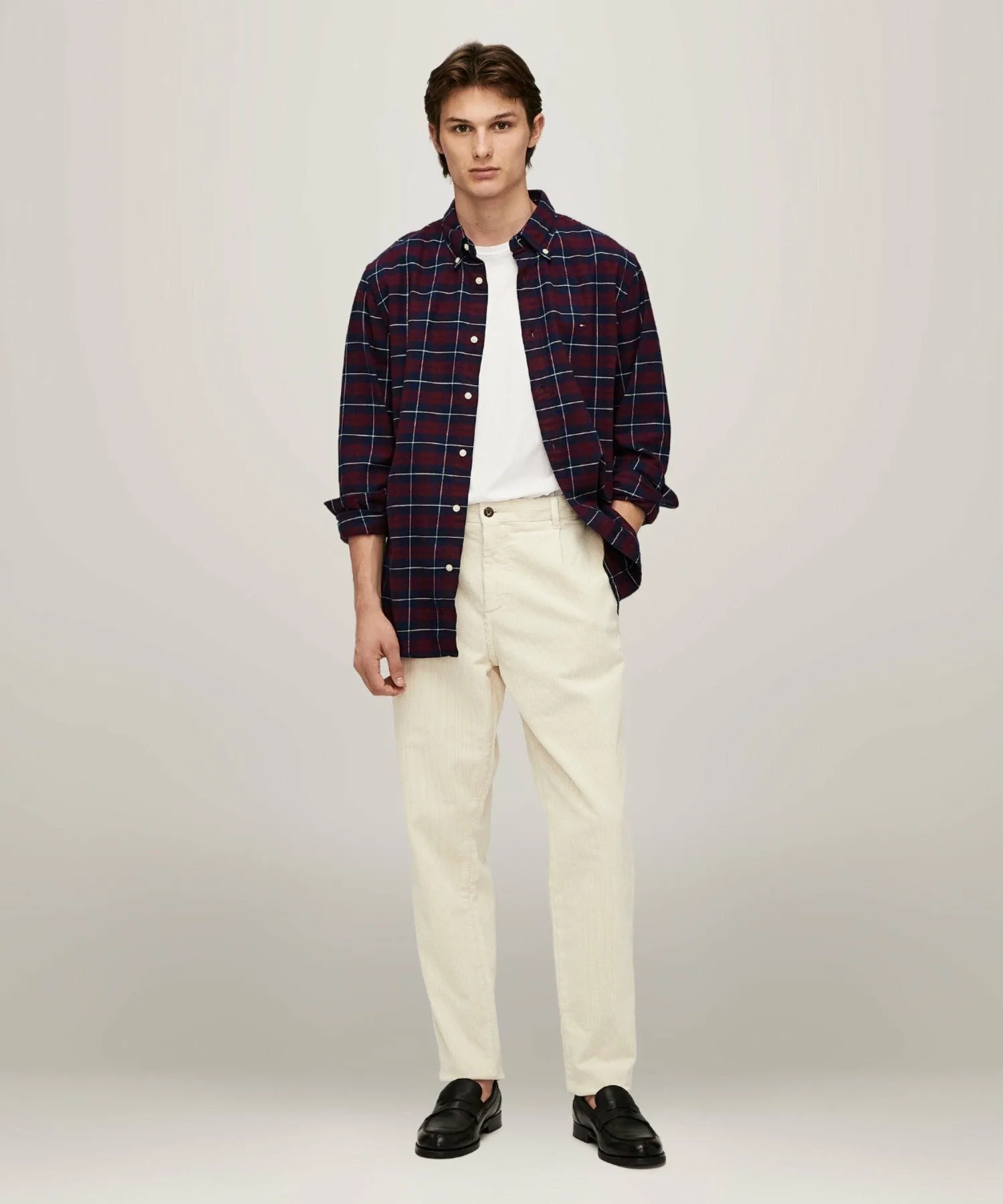 Рубашка TOMMY HILFIGER в клетку "ласточкин хвост" (M), Navy x Red — фото 2