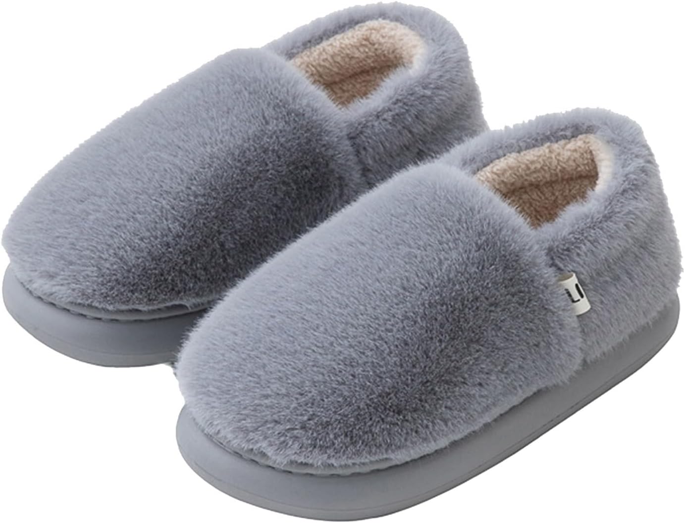 

Мужские и женские пушистые домашние тапочки, противоскользящие, из хлопка и льна для дома и улицы с поддержкой свода стопы для женщин Generic, серый