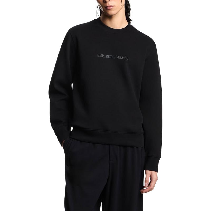 Свитшот с круглым вырезом и логотипом EMPORIO ARMANI, черный — фото 2