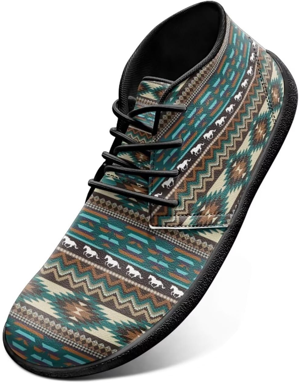 

Мужские кроссовки Jeiento в стиле Tribal Aztec с широким носком, Удобные кроссовки для ходьбы с нулевым перепадом высоты подошвы, зеленый