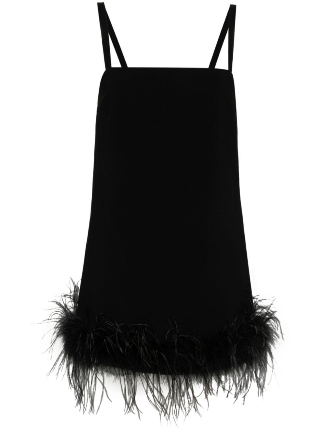 

PINKO креповое платье мини с перьями, черный