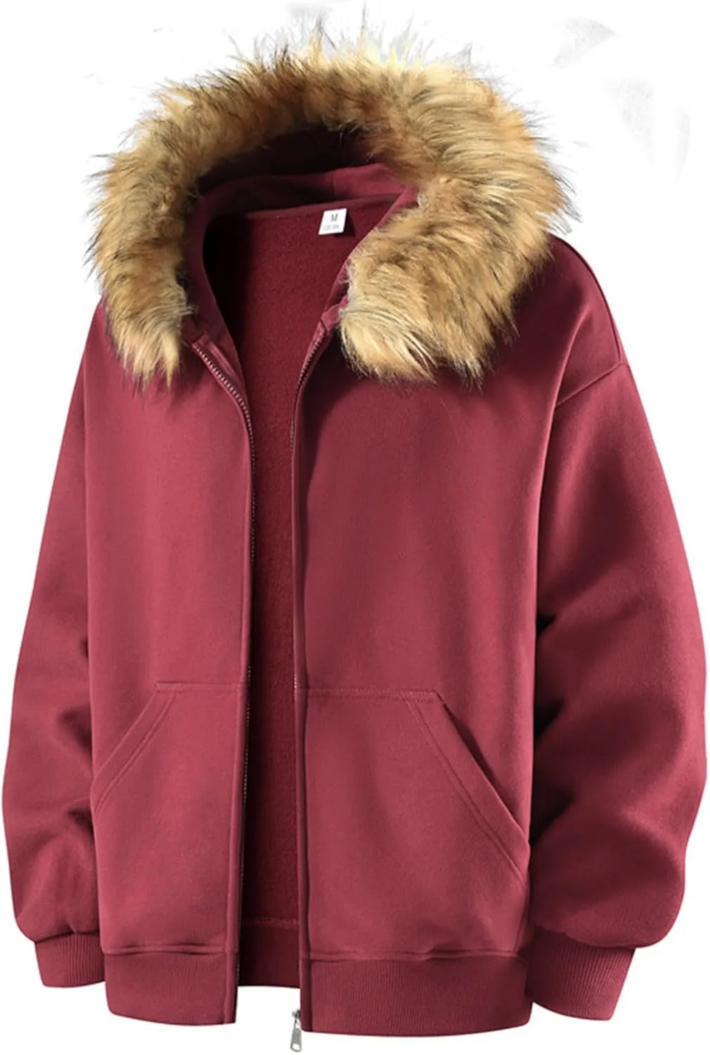 

Xiaojake мужская худи на молнии Y2k с меховым воротником, утепленная зимняя куртка Xiaojmake