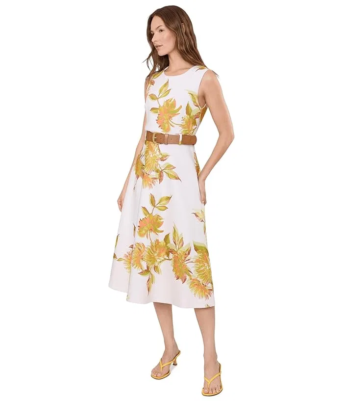 Платье миди с цветочным принтом Calvin Klein, Cream Multi — фото 2