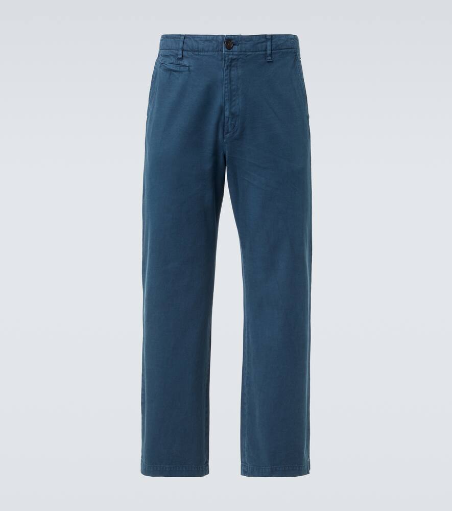 

Хлопковые габардиновые чиносы Auralee, Dyed Blue