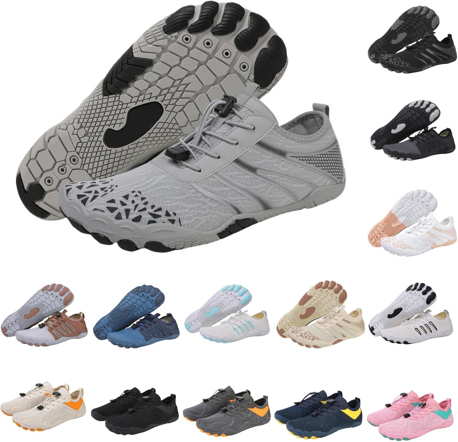 

Заземленная обувь для женщин, нескользящие туфли-босоножки, обувь для бега, походов и ходьбы для мужчин, здоровая и нескользящая, с широкой носочной частью, пляжные кроссовки, легкие, дышащие, водостойкие кроссовки, удобная обувь Generic, серый