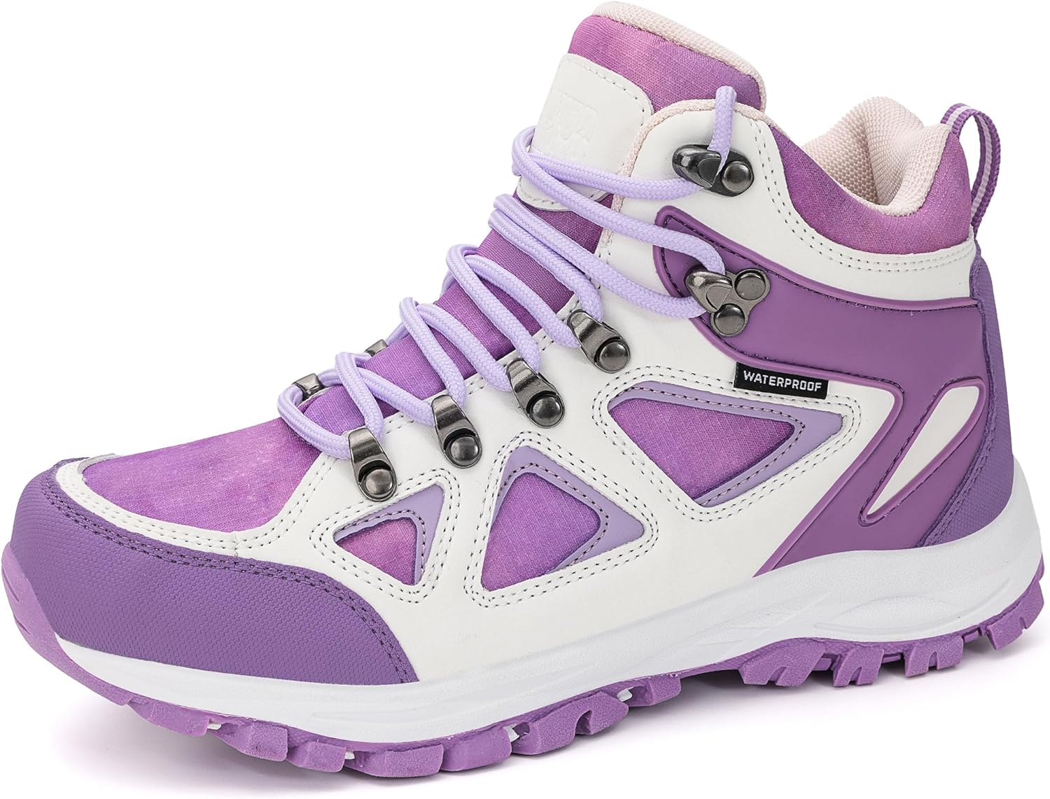 

Детские трекинговые ботинки R CORD, водонепроницаемые, противоскользящие, с наружной подошвой из износостойкого ТПР, шнуровка, для девочек, походные ботинки для детей, Purplewhite