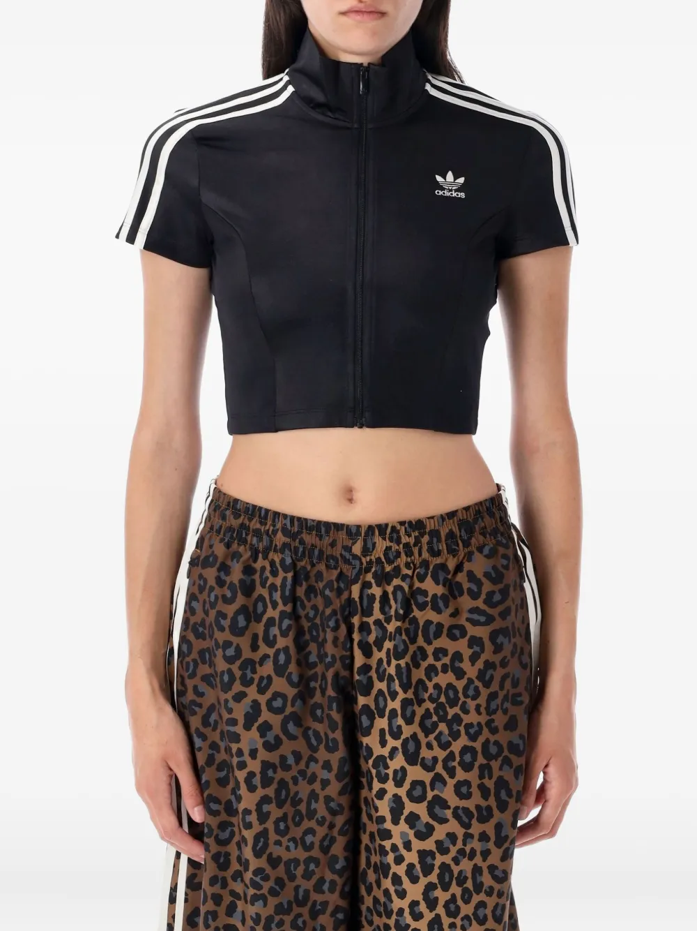 

Толстовка на молнии с полосками Adidas, черный