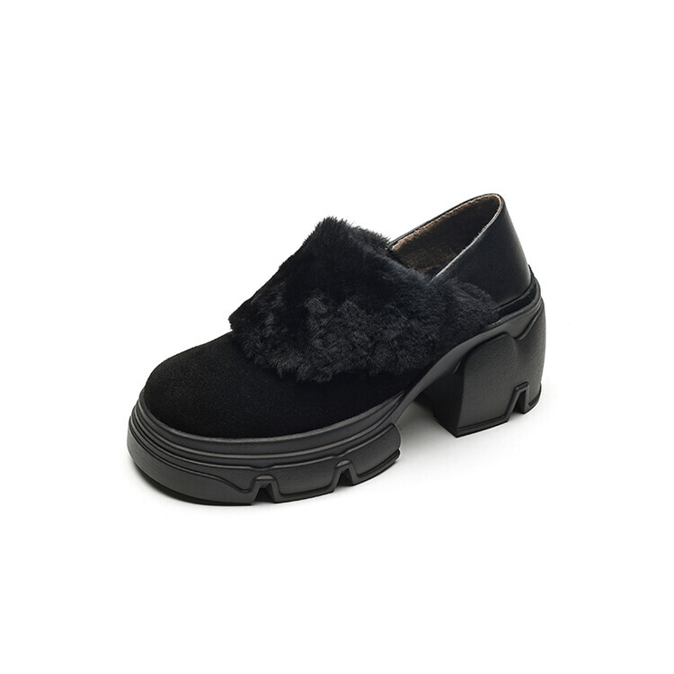 

Лоферы женские с низким верхом Quicheshoes, цвет Black Fleece-Lined