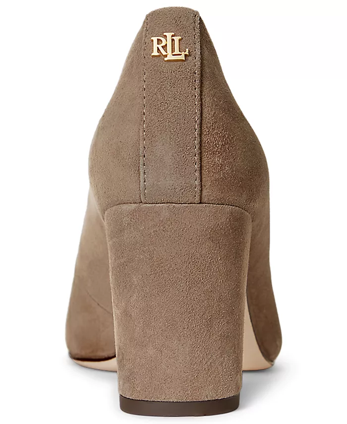 Женские туфли-лодочки Lanette на блочном каблуке из замши Lauren Ralph Lauren, коричневый — фото 4