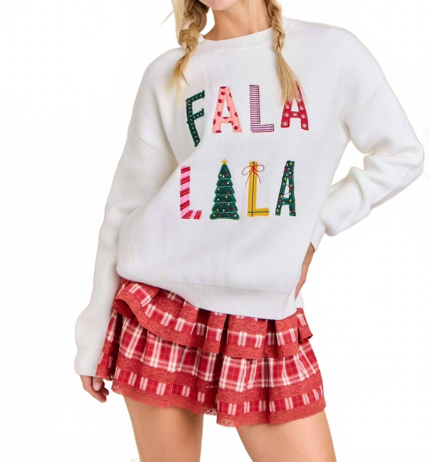 

Main Strip Свитер Fala с круглым вырезом, белый с разноцветными вставками