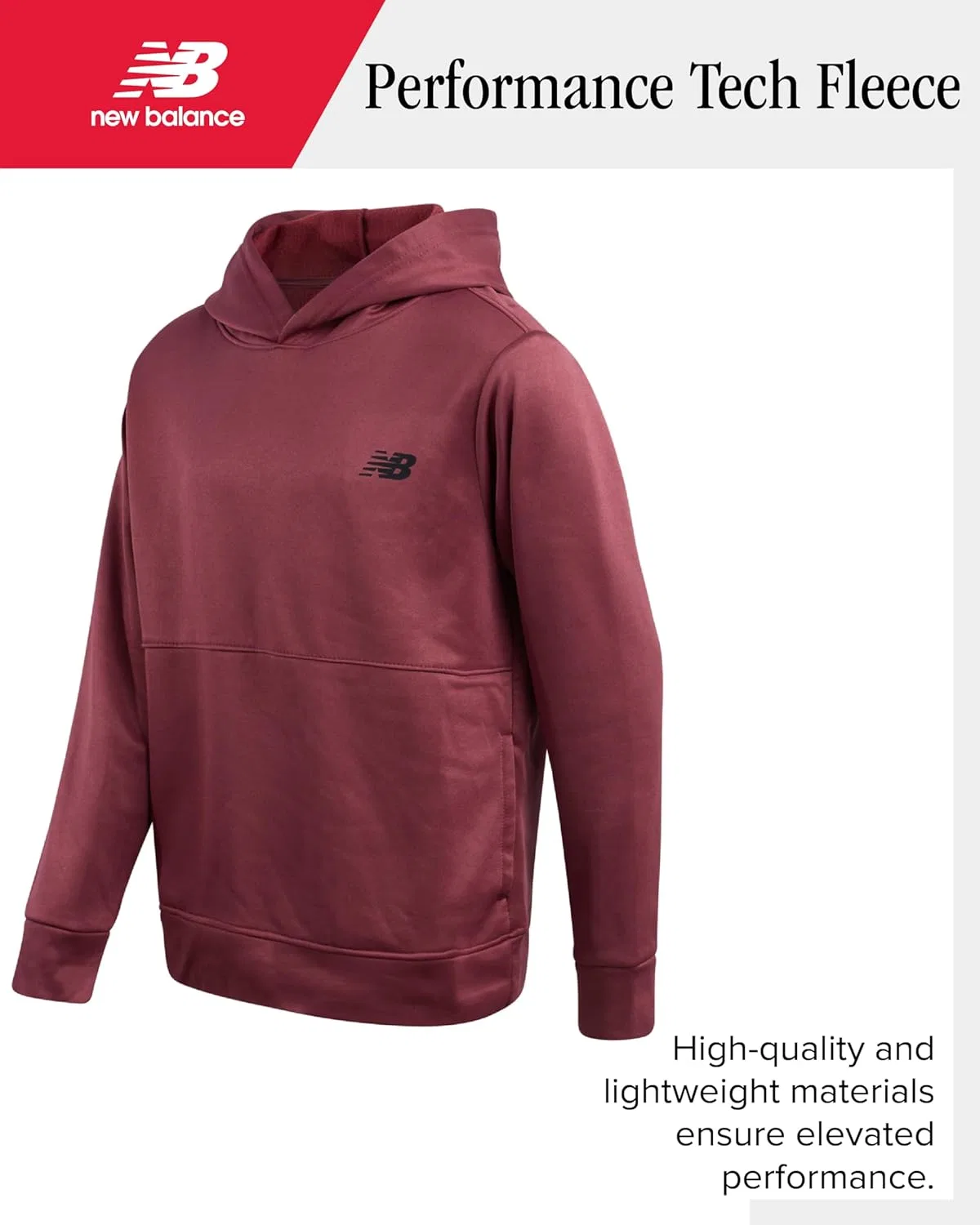 Спортивный костюм для мальчиков из флиса Tech Fleece New Balance, 2 предмета, цвет Washed Burgundy — фото 3