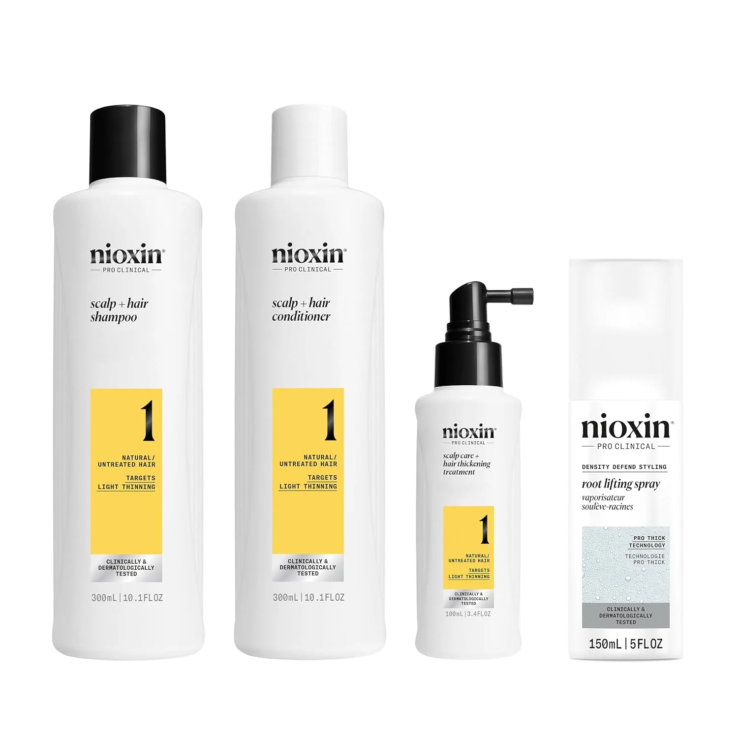 Набор Nioxin Scalp + Hair Thickening System и спрей для укладки Root Lifting | Для более густых и объемных волос | Укрепление и увеличение плотности | Объем с сильной фиксацией | Запас на 3 месяца