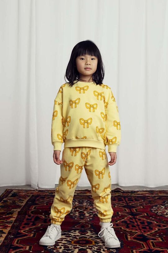 

Детские хлопковые спортивные штаны с бантом Mini Rodini, желтый