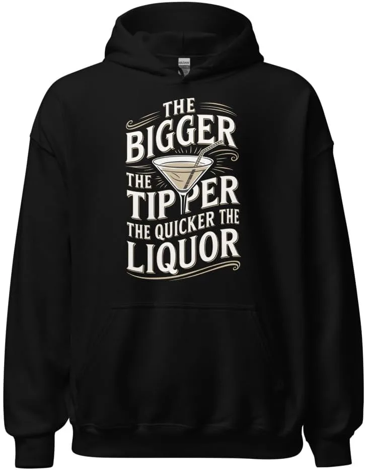 Толстовка Funny Bartender Unisex, The Bigger the Tipper the Quicker the Liquor Generic, черный