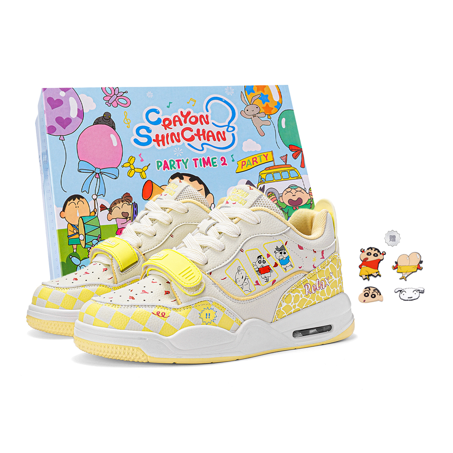

Crayon Shinchan Низкие скейтерские кроссовки унисекс бело-желтые с клюквенным принтом + 2 случайных капельных аксессуара, цвет White and Yellow Cranberry+2 Random Drip-Molded Charms
