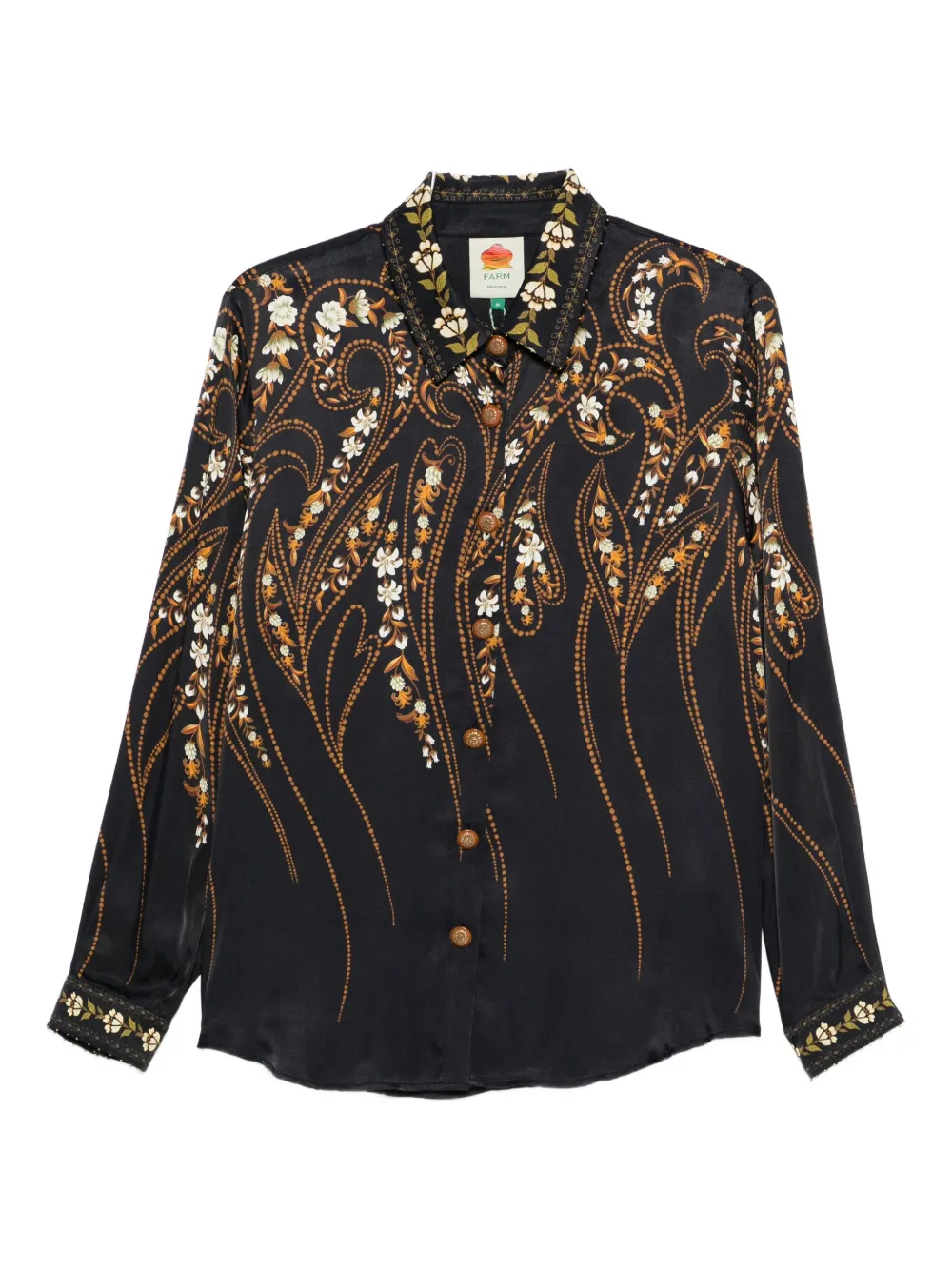 

Рубашка с цветочным принтом на пуговицах Farm Rio, черный