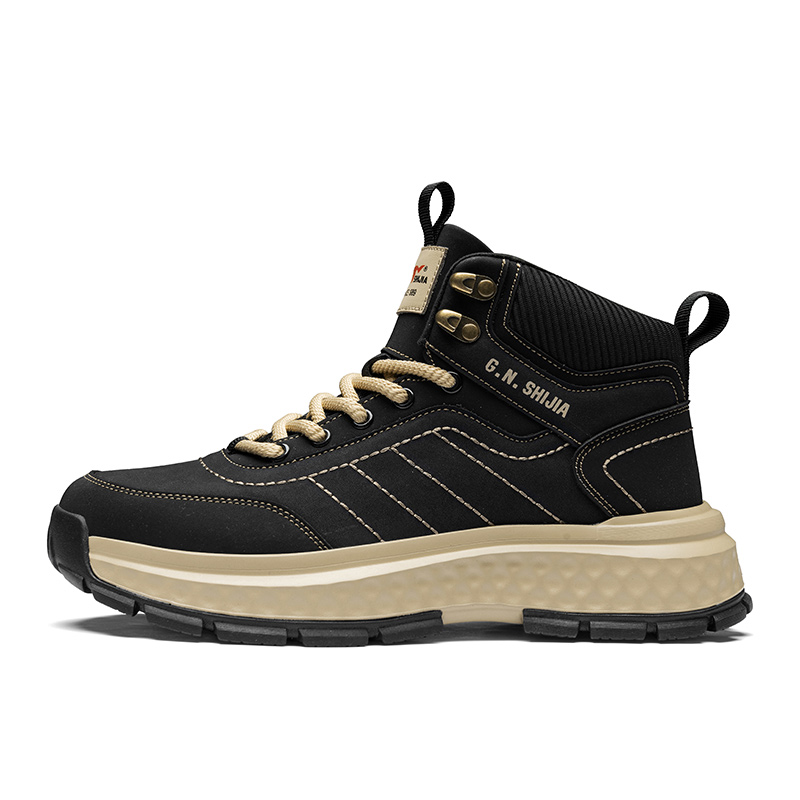 

G.N.SHIJIA Износостойкие короткие уличные ботинки с противоскользящей подошвой для увеличения роста на 4,5 см мужские черные, цвет Black