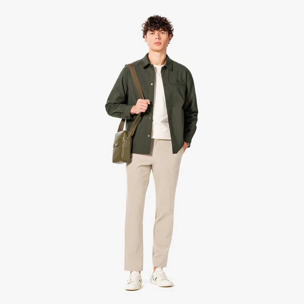 Мужская вельветовая куртка-рубашка тёмно-хаки от Lacoste — фото 4
