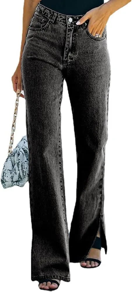 

Женские джинсы с завышенной талией и расклешенным низом GKZA