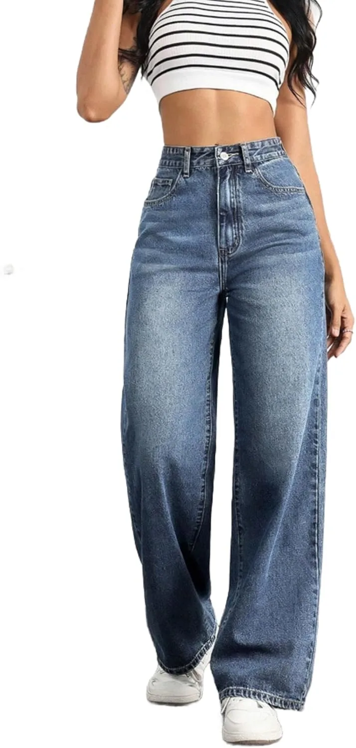 

Женские джинсы Wide Leg High Waisted Straight Vintage Baggy Denim с 4 карманами