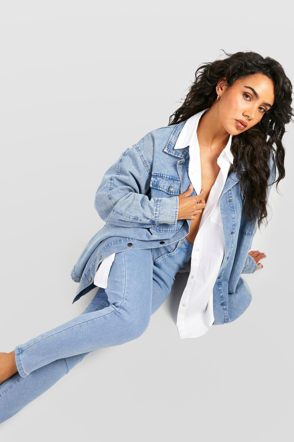 

Джинсы скинни суперстрейч с высокой посадкой Boohoo, синий