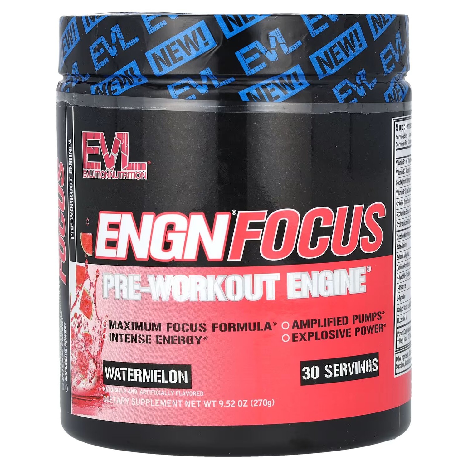 

ENGN Focus, Предтренировочный двигатель, арбуз, 9,52 унции (270 г) Evlution Nutrition