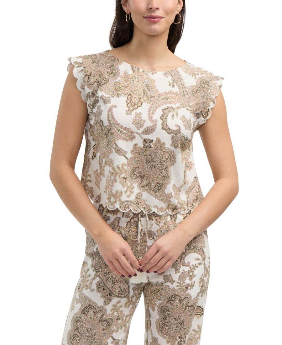 

Женская укороченная майка с волнистым краем Ellen Tracy, Multi paisley