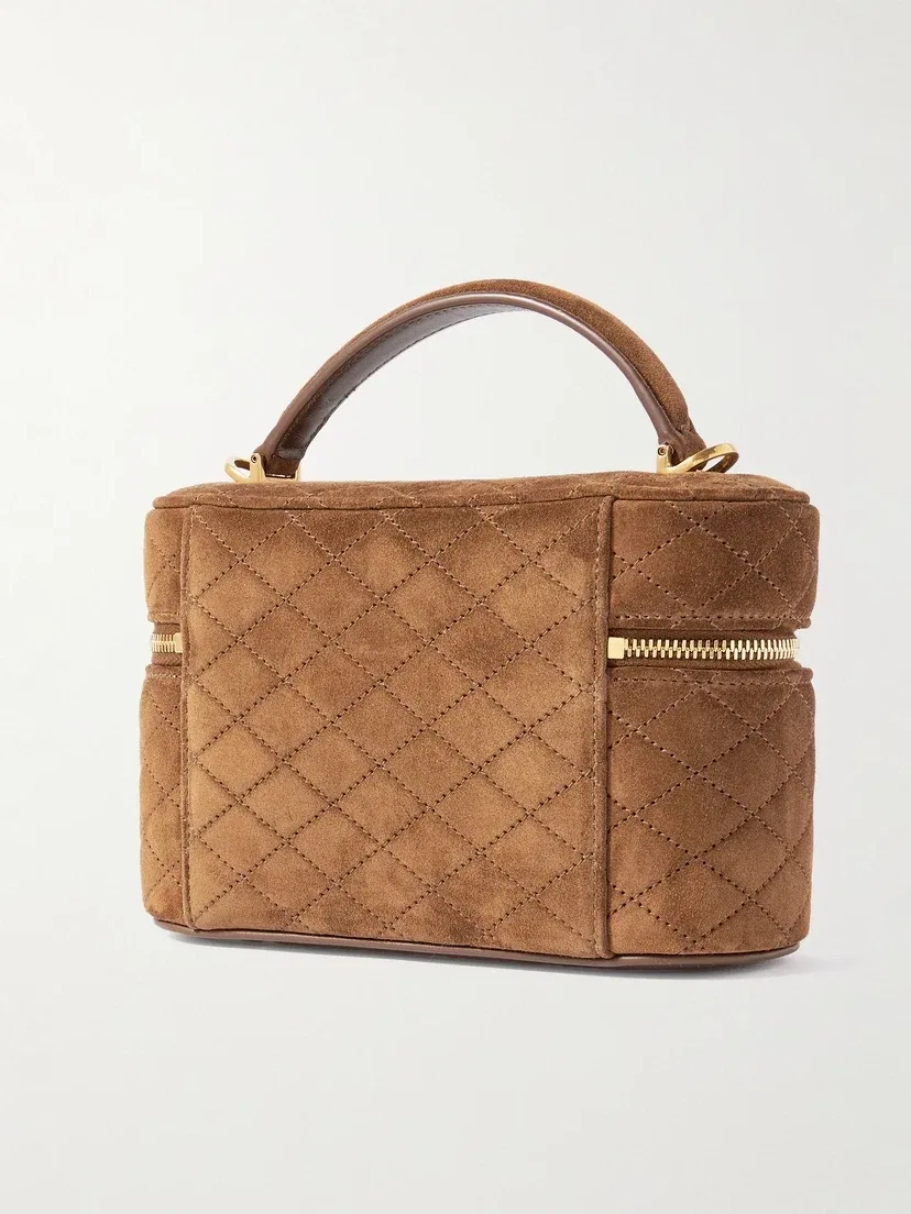 Мини-сумка через плечо Gaby Vanity из стеганой замши SAINT LAURENT, коричневый — фото 3