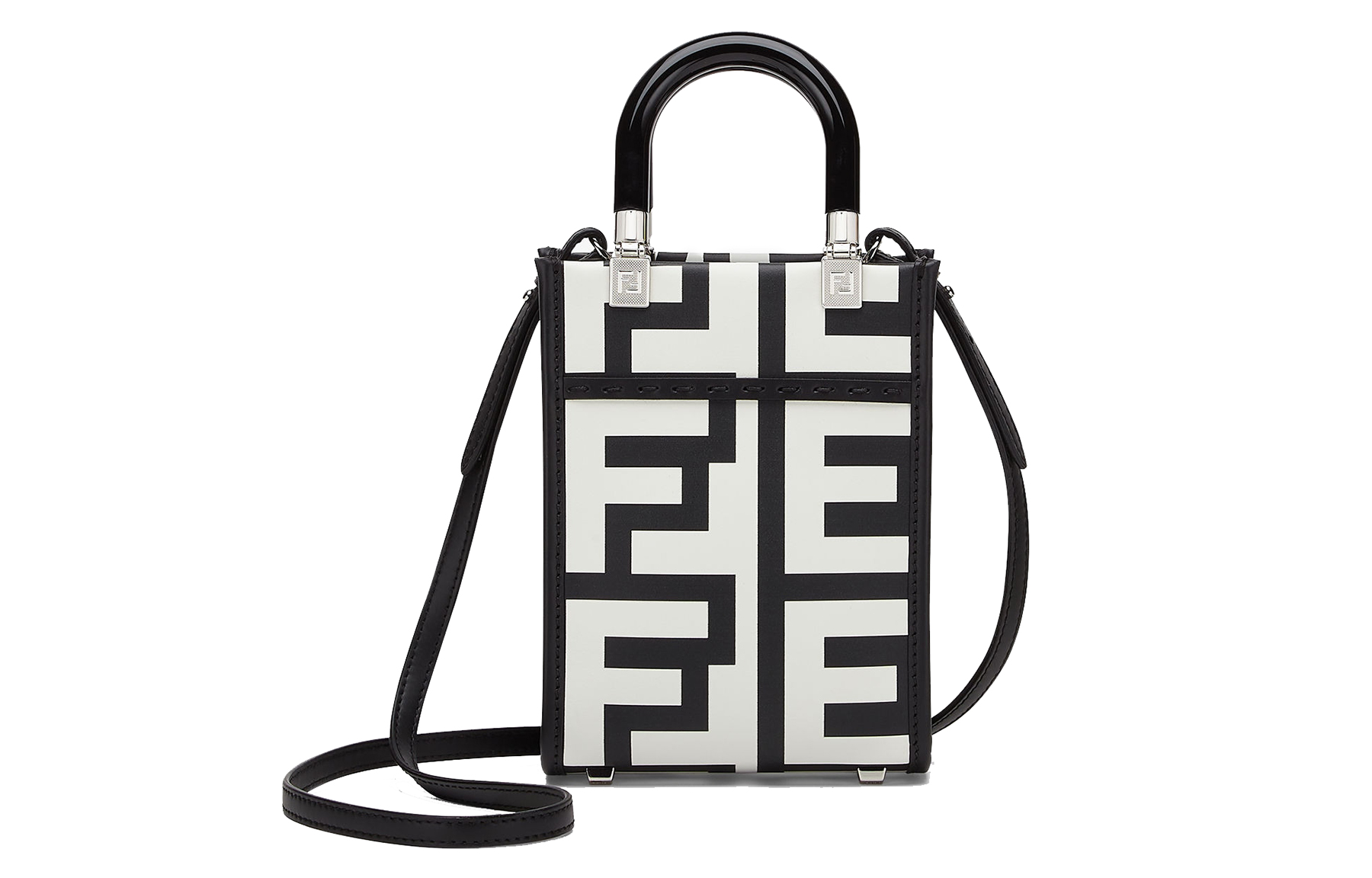 

FENDI Сумка-тоут из коровьей кожи Sunshine, сумка для покупок, сумка на плечо, сумка через плечо, мини-сумка женская, белая/черная