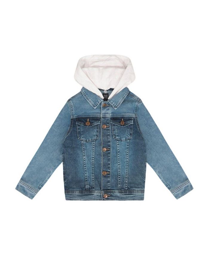 

Детская джинсовая куртка с капюшоном из френч-терри для мальчиков Deux par Deux, синий
